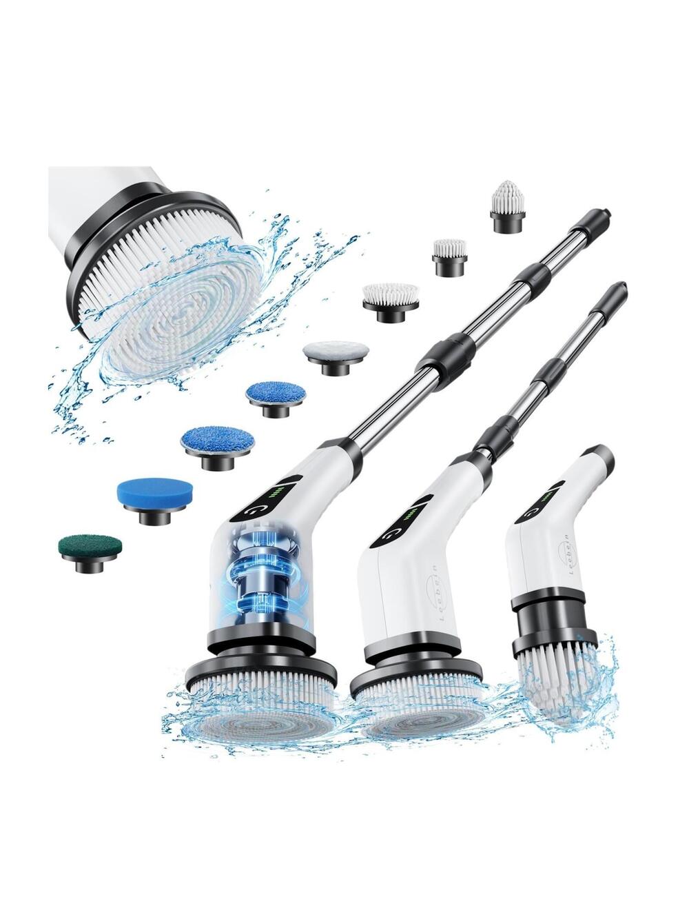 Electric Spin Scrubber Cordless Cleaning Brush with 8 Replaceable Brush Heads